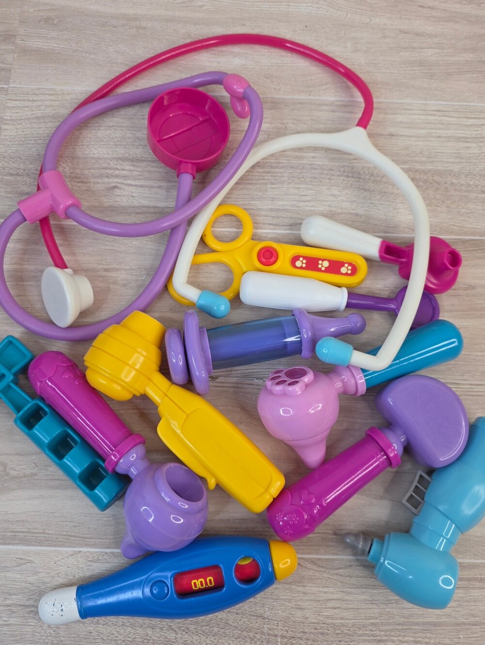 Kids Pretend Doctor Playset - Purple Pink Blue Yellow Toy Medical Kit